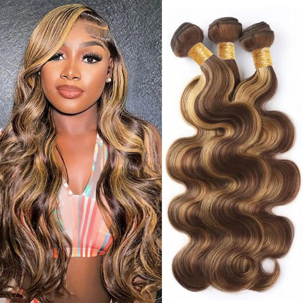 P4/27 Human Hair Bundles Body Wave Ombre Blonde