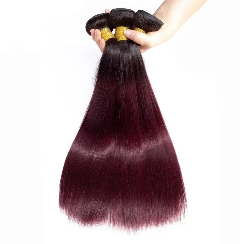 1b/99j Straight Bundles Human Hair Ombre Brown Bundles 100g/pc