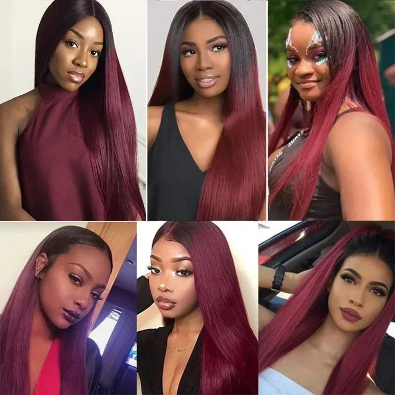 1b/99j Straight Bundles Human Hair Ombre Brown Bundles 100g/pc