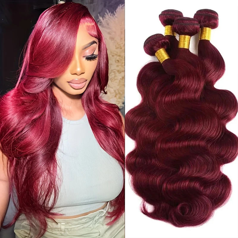 Wine Red Body Wave Brazilian Remy Real Hair