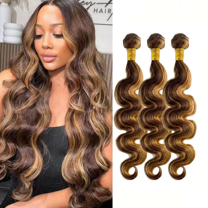 P4/27 Human Hair Bundles Body Wave Ombre Blonde