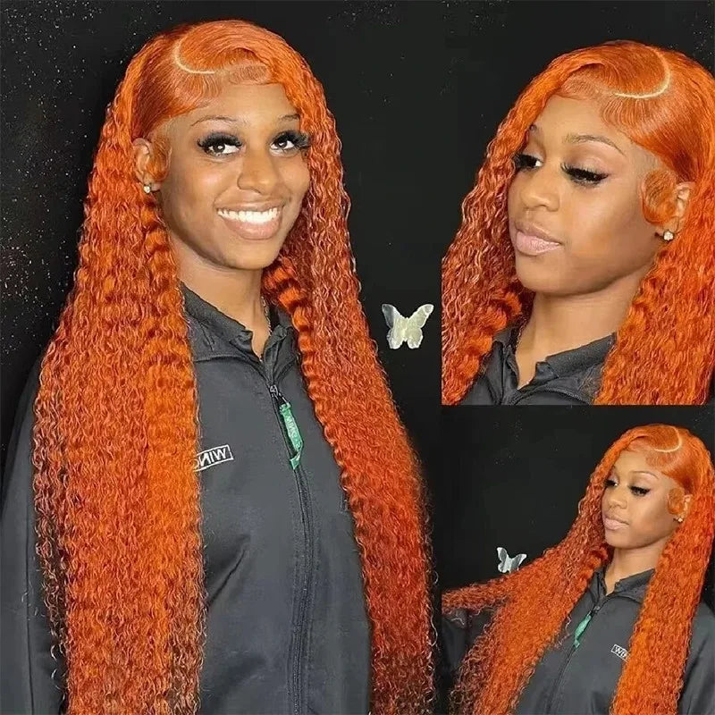 Orange Ginger 13x6 Lace Frontal Deep Wave Wig