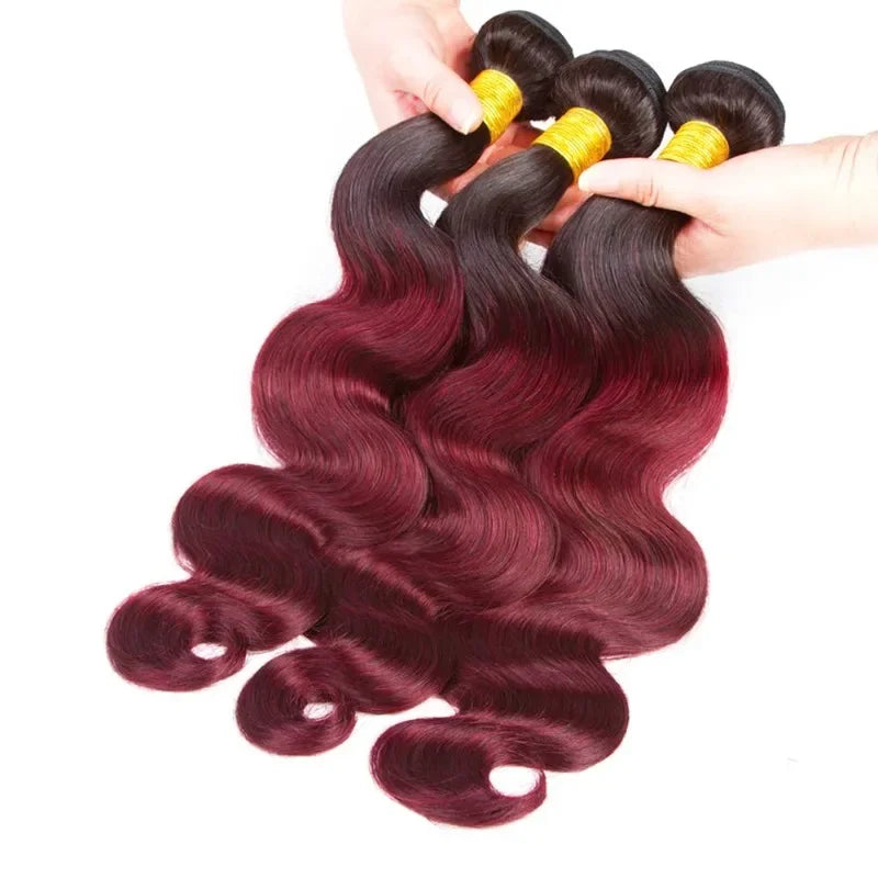 1b/99j Ombre Brown Bundles Body Wave Human Hair