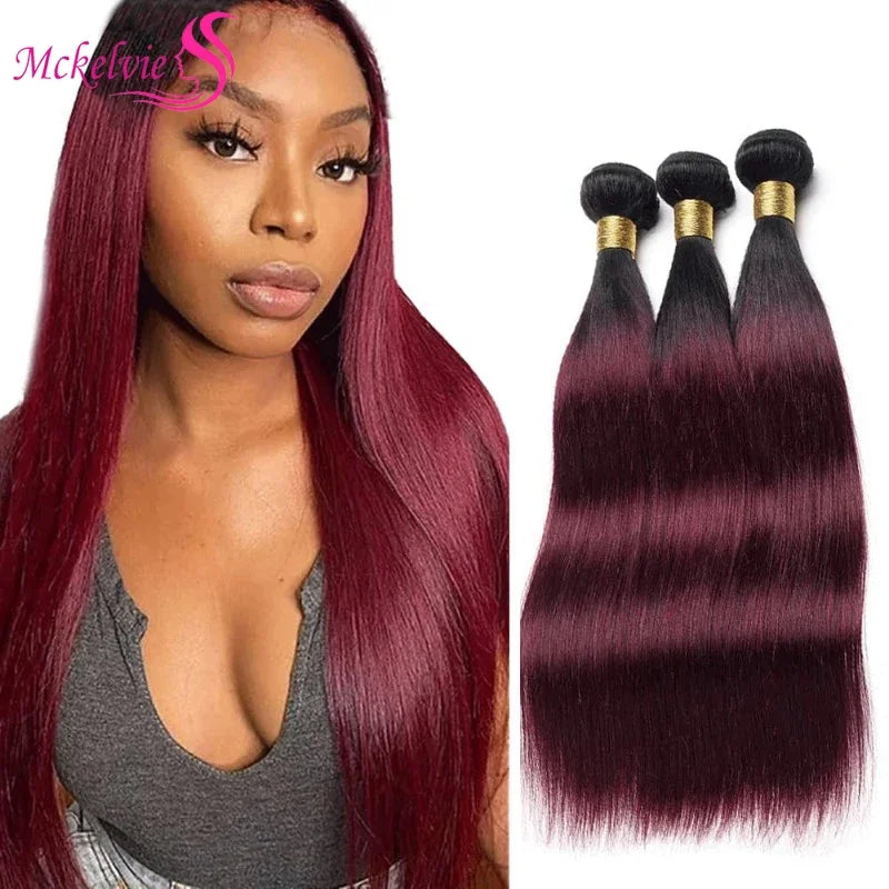 1b/99j Straight Bundles Human Hair Ombre Brown Bundles 100g/pc