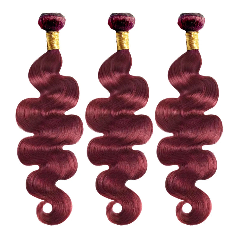 Human Hair Bundles Burgundy Body Wave Bundles Brazilian Red Hair
