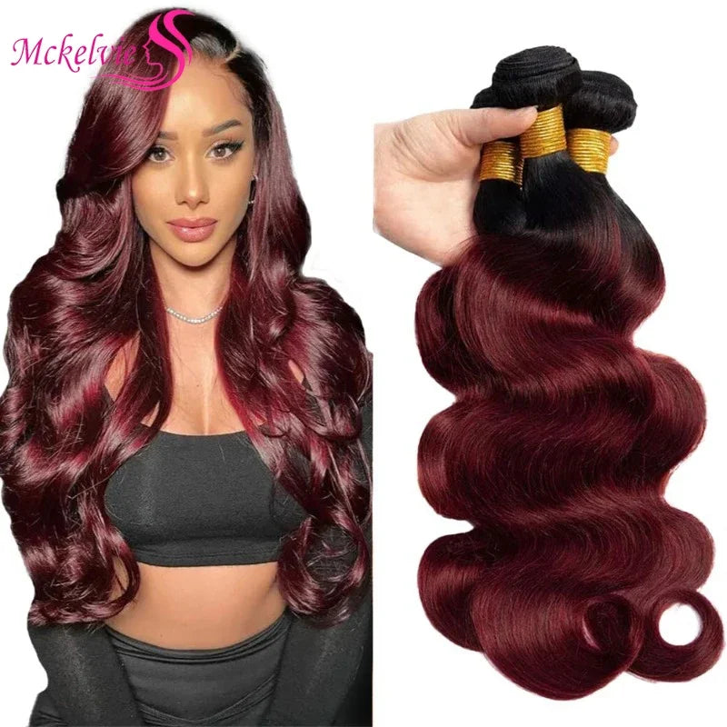 1b/99j Ombre Brown Bundles Body Wave Human Hair