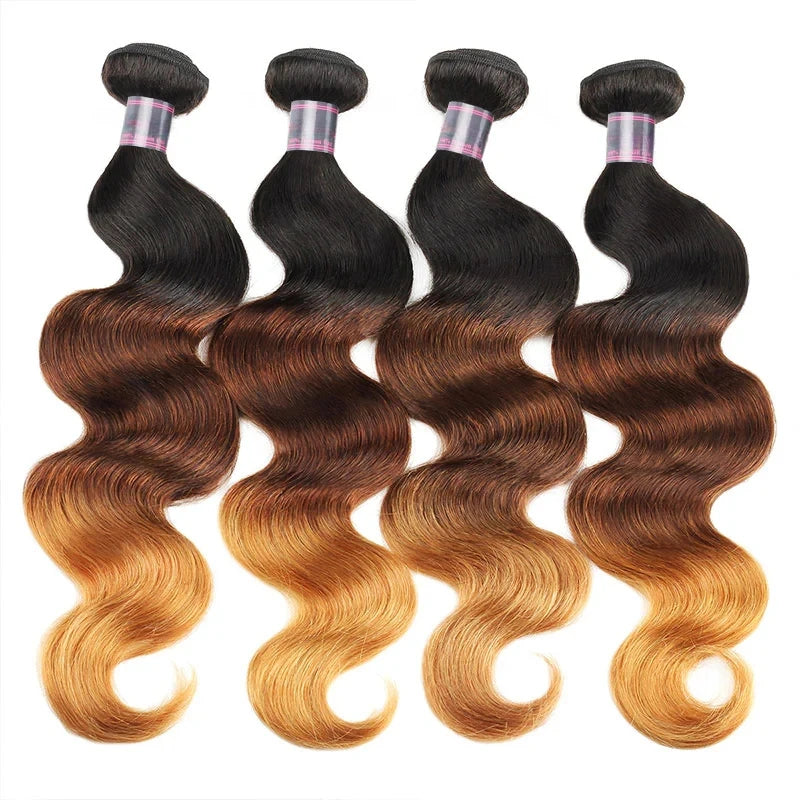 Brazilian Hair T1B/4/27 Ombre Color 1/2/3 Bundles Body Wave Human Virgin Hair